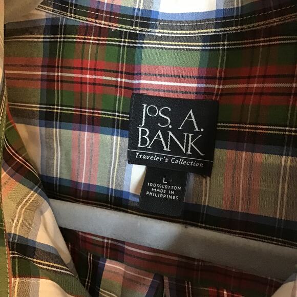 Jos A Bank Travelers  Collections Mens Tartan  Button down Long Sleeve  Sz L EUC - Picture 7 of 7